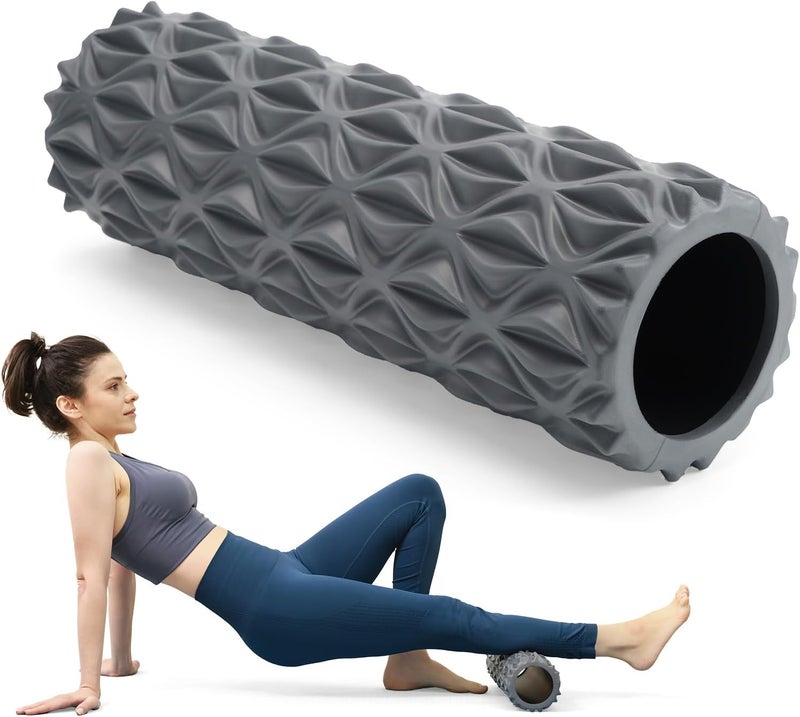 Zmarthumb Foam Roller - 15 inch Deep Tissue Massager for Muscle Massage, Myofascial Trigger Point Release, Exercise, Yoga, Pilates & Stretching(Gray) - Image 1